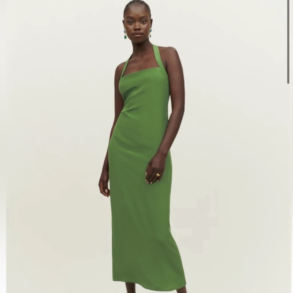 NWT Reformation Alli Silk Dress in Palm Green
